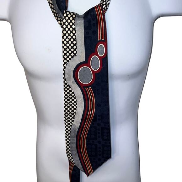 Evan Picone mens 100% silk geometric Y2K executive business designer USA Tie - Picture 1 of 10